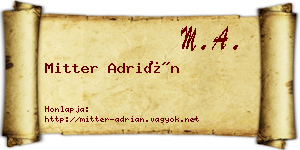Mitter Adrián névjegykártya